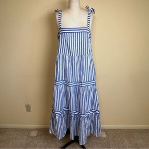 FOR THE REPUBLIC blue white silver striped maxi dress